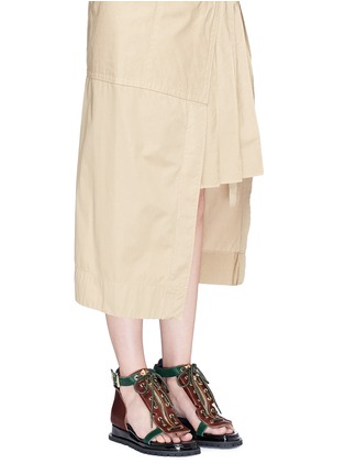 Figure View - Click To Enlarge - SACAI - Lace-up cowhide and patent leather wedge sandals