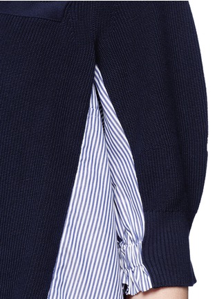 Detail View - Click To Enlarge - SACAI - Stripe pleated back cotton sweater