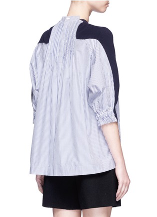 Back View - Click To Enlarge - SACAI - Stripe pleated back cotton sweater