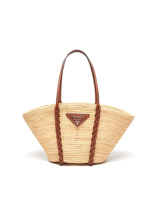Main View - Click To Enlarge - PRADA - Straw and leather tote