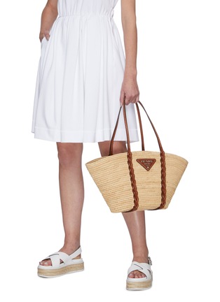 Figure View - Click To Enlarge - PRADA - Straw and leather tote