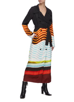 Figure View - Click To Enlarge - DRIES VAN NOTEN - Stripe Print Hem Belted Long Coat