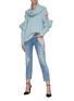 Figure View - Click To Enlarge - HELLESSY - Cut Out Sleeve Cowl Neck Cable Knit Cashmere Sweater