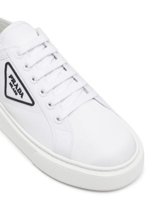 Detail View - Click To Enlarge - PRADA - Logo patch low top nylon gabardine sneakers