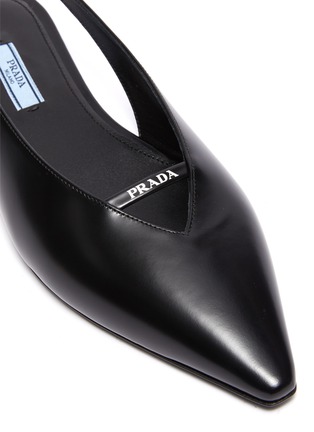 Detail View - Click To Enlarge - PRADA - Point Toe Slingback Leather Flats