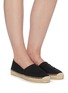 Figure View - Click To Enlarge - PRADA - Logo embroidered espadrille slip-ons