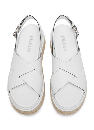Detail View - Click To Enlarge - PRADA - Criss-cross Leather Strap Sandals