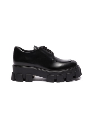 Main View - Click To Enlarge - PRADA - Monolith' Tread Platform Sole Leather Loafers