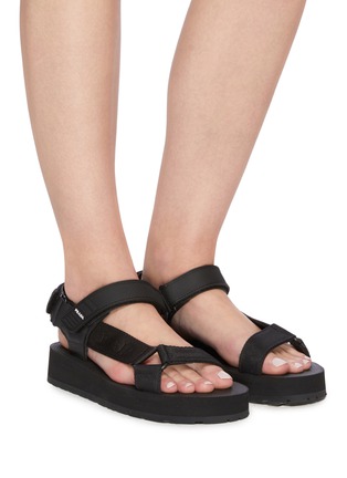 Figure View - Click To Enlarge - PRADA - Logo Strap Platform Sandals