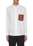 Main View - Click To Enlarge - FFIXXED STUDIOS - Graphic Embroidered Vegan Leather Patch Pocket Shirt
