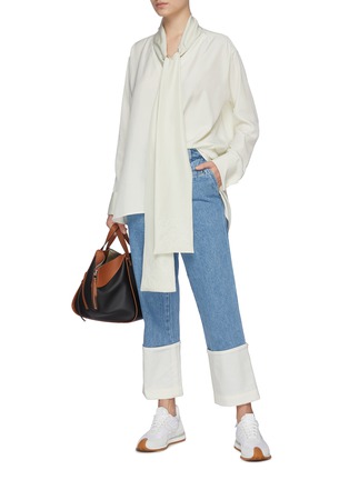 Figure View - Click To Enlarge - LOEWE - Contrast Turn Up Panel Denim Fisherman Jeans