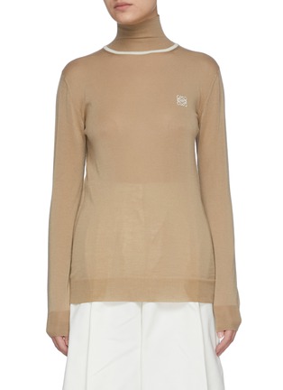 Main View - Click To Enlarge - LOEWE - Anagram Embroidered Turtleneck Cashmere Sweater