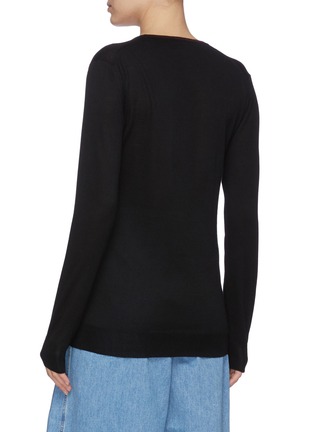 Back View - Click To Enlarge - LOEWE - Anagram Embroidered V-neck Cashmere Sweater
