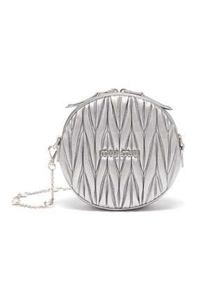 Main View - Click To Enlarge - MIU MIU - Matelassé leather crystal embellished handle round shoulder bag