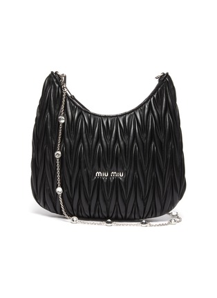 Main View - Click To Enlarge - MIU MIU - Matelassé leather crystal embellished handle shoulder bag