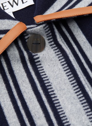  - LOEWE - Belted Single-breast Stripe Wool Cashmere Blend Coat