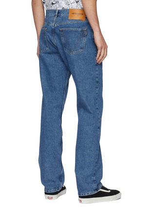 Back View - Click To Enlarge - VETEMENTS - Crystal logo embellished straight cut jeans