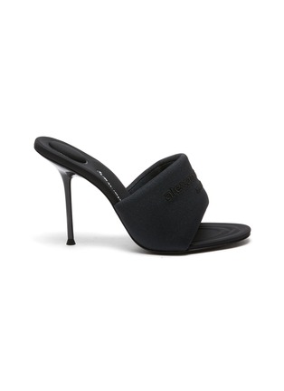 Main View - Click To Enlarge - ALEXANDER WANG - Sienna' Logo Embroidered Padded Stiletto Heeled Mules
