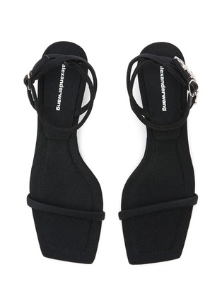 Detail View - Click To Enlarge - ALEXANDER WANG - 'Jessie' Crystal Embellished Logo Ankle Nylon Strap Heeled Sandals