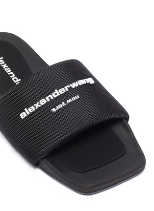 Detail View - Click To Enlarge - ALEXANDER WANG - Branded Strap Squared Toe Nylon Slides