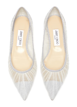 Detail View - Click To Enlarge - JIMMY CHOO - Love' glitter tulle ballerina flats
