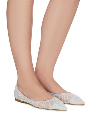 Figure View - Click To Enlarge - JIMMY CHOO - Love' glitter tulle ballerina flats