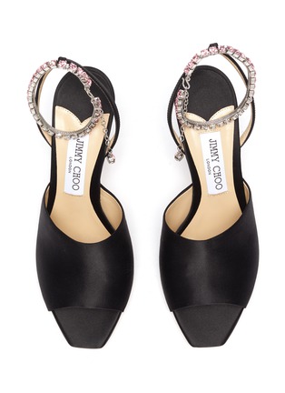 Detail View - Click To Enlarge - JIMMY CHOO - Sae' crystal anklet satin mules