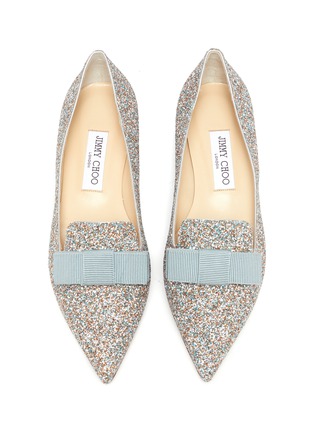Detail View - Click To Enlarge - JIMMY CHOO - Gala' coarse glitter pointed toe flats