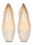 Detail View - Click To Enlarge - JIMMY CHOO - Modell' square toe coarse glitter ballerina flats