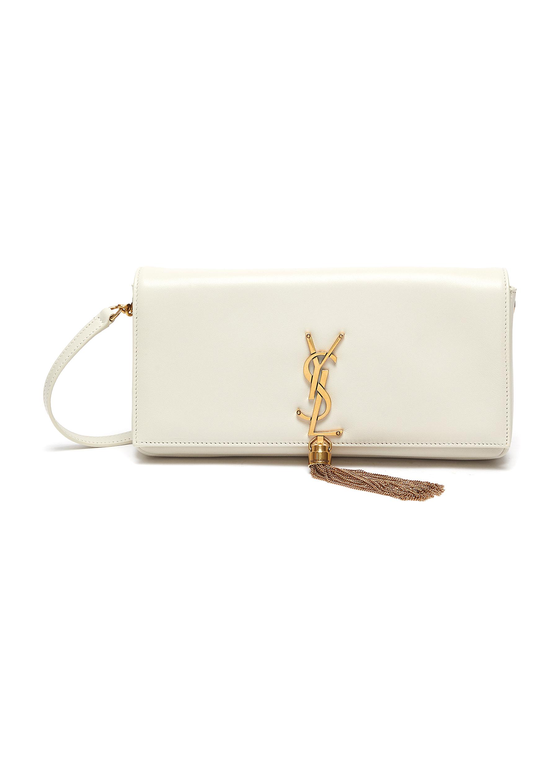 ysl white bag with tassel