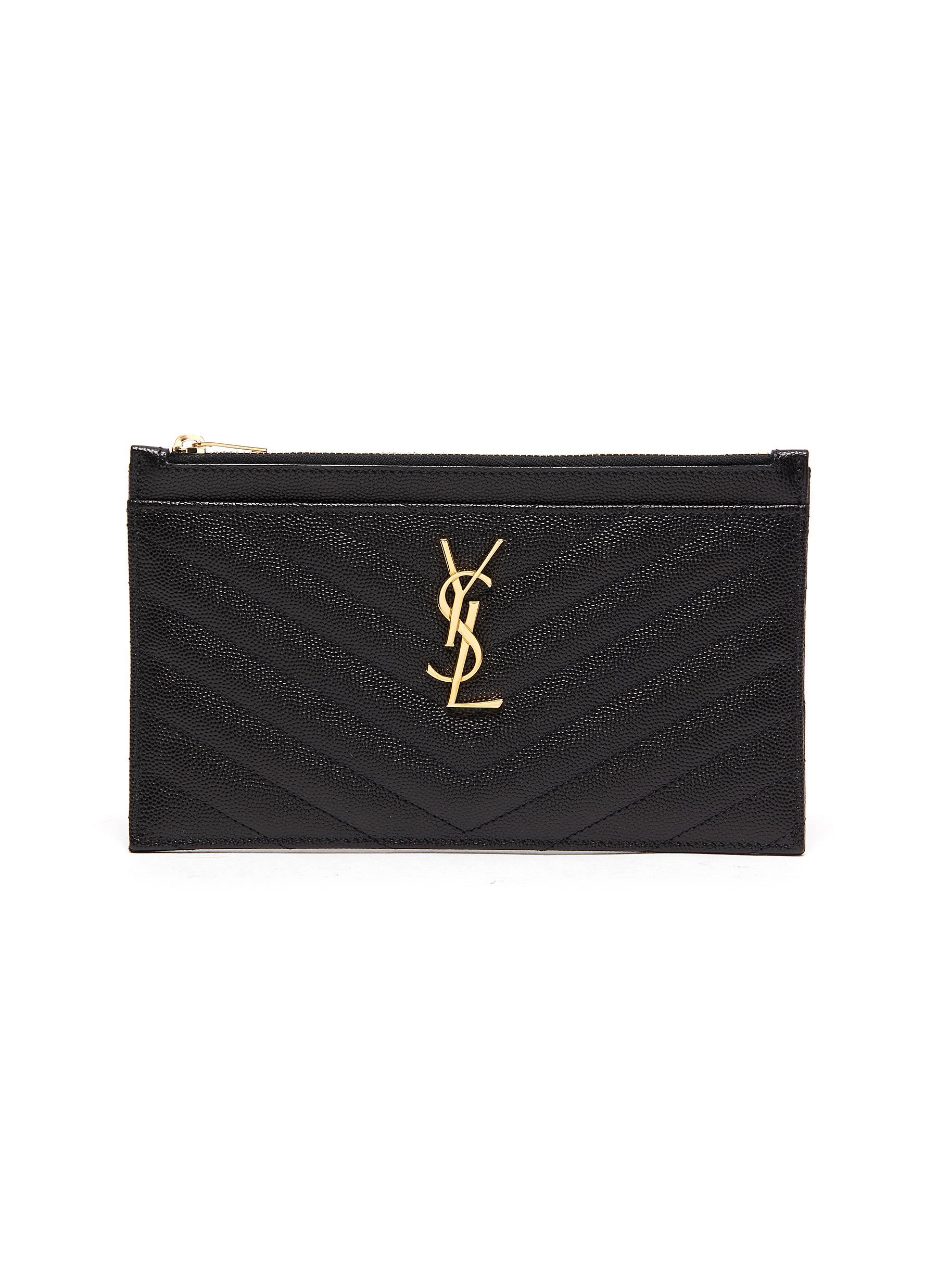 ysl monogram leather clutch