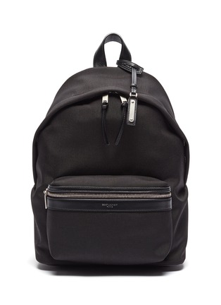 Main View - Click To Enlarge - SAINT LAURENT - City Mini' Logo Print Leather Accent Backpack