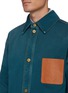 Detail View - Click To Enlarge - LOEWE - Logo Patch Shearling Collar Dyed Denim Jacket