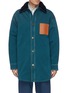 Main View - Click To Enlarge - LOEWE - Logo Patch Shearling Collar Dyed Denim Jacket
