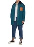 Figure View - Click To Enlarge - LOEWE - Logo Patch Shearling Collar Dyed Denim Jacket