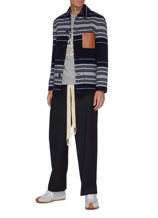 Figure View - Click To Enlarge - LOEWE - Leather anagram patch stripe jacket