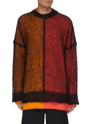 Main View - Click To Enlarge - LOEWE - Sheer overlay colourblock mohair sweater