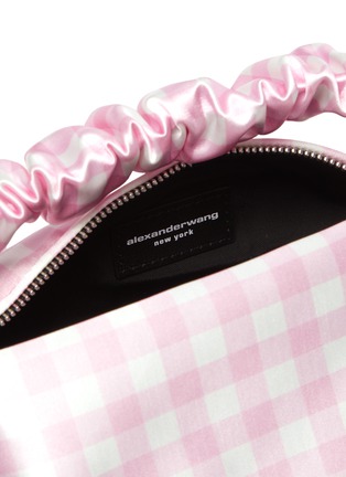 Detail View - Click To Enlarge - ALEXANDER WANG - Scrunchie Mini' Top Handle Gingham Satin Baguette Bag