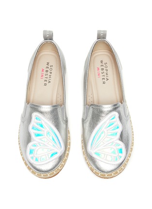 Detail View - Click To Enlarge - SOPHIA WEBSTER - 'Butterfly' Iridescent Effect Motif Toddler and Kids Leather Espadrille Flats