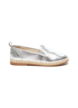 Main View - Click To Enlarge - SOPHIA WEBSTER - 'Butterfly' Iridescent Effect Motif Toddler and Kids Leather Espadrille Flats