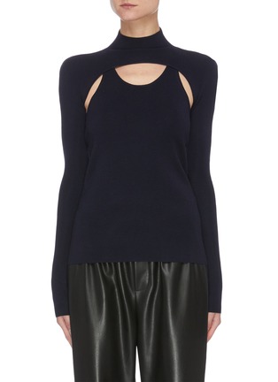 Main View - Click To Enlarge - DION LEE - Rib knit tank turtleneck hybrid top