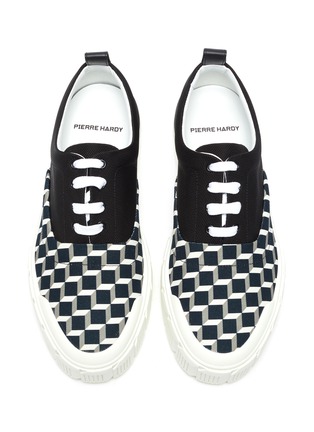 Detail View - Click To Enlarge - PIERRE HARDY - 'Ollie' cube print canvas sneakers