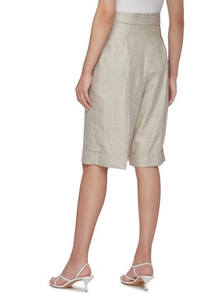 Back View - Click To Enlarge - GABRIELA HEARST - Judy' Double Belt Loop Wool Silk Linen Shorts
