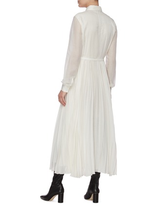 Back View - Click To Enlarge - GABRIELA HEARST - Erella' Belted Pleat Silk Virgin Wool Blend Shirt Dress