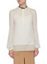 Main View - Click To Enlarge - GABRIELA HEARST - Leather Neck Sheer Silk Cotton Blouse
