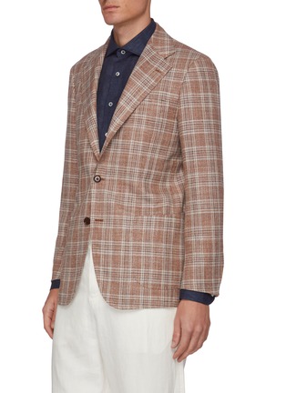 Front View - Click To Enlarge - RING JACKET - Notch lapel wool-silk blend checked blazer
