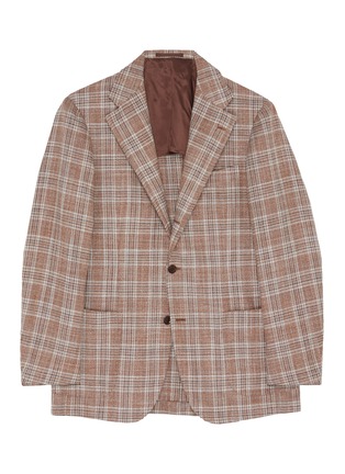 Main View - Click To Enlarge - RING JACKET - Notch lapel wool-silk blend checked blazer