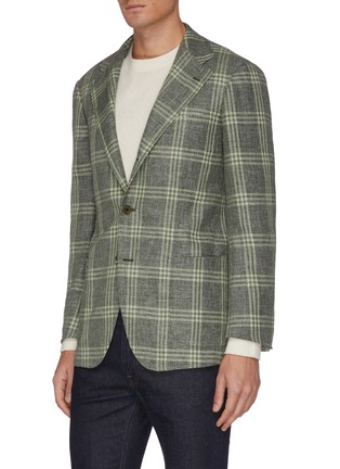 Front View - Click To Enlarge - RING JACKET - Notch Lapel Check Wool Blazer