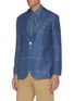 Front View - Click To Enlarge - RING JACKET - Notch Lapel Check Linen Wool Silk Blend Tweed Blazer