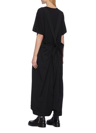 Back View - Click To Enlarge - YOHJI YAMAMOTO - Gathered cross back draped V-neck jumpsuit